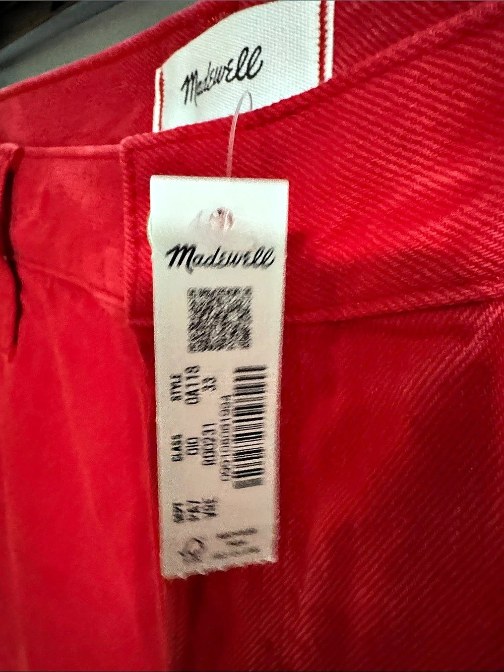 Madewell Low-Slung Baggy Crop Jeans in Red Waist 33 - Picture 4 of 5